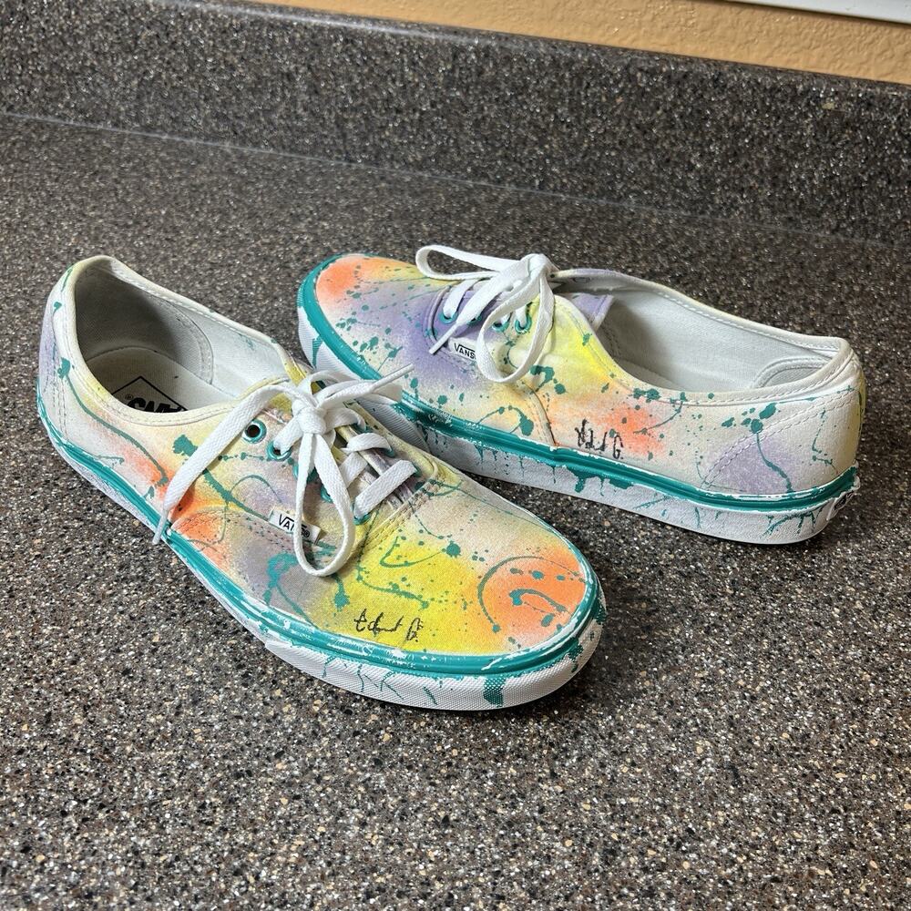 Vans Authentic Retro Mart Mens Size 11 Tie Dye Canvas Slip On Skate Shoe Sneaker